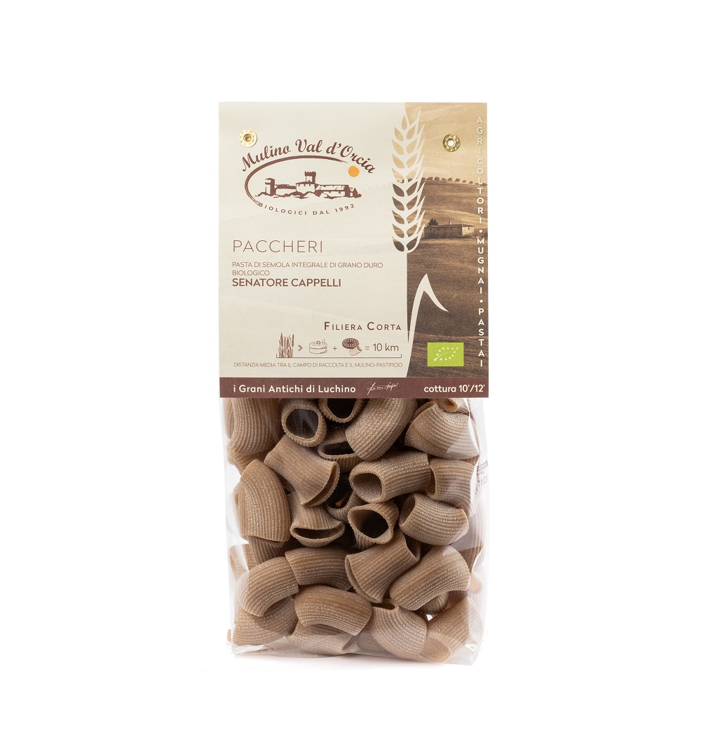 PACCHERI grano duro integrale SENATORE CAPPELLI bio Val d'Orcia