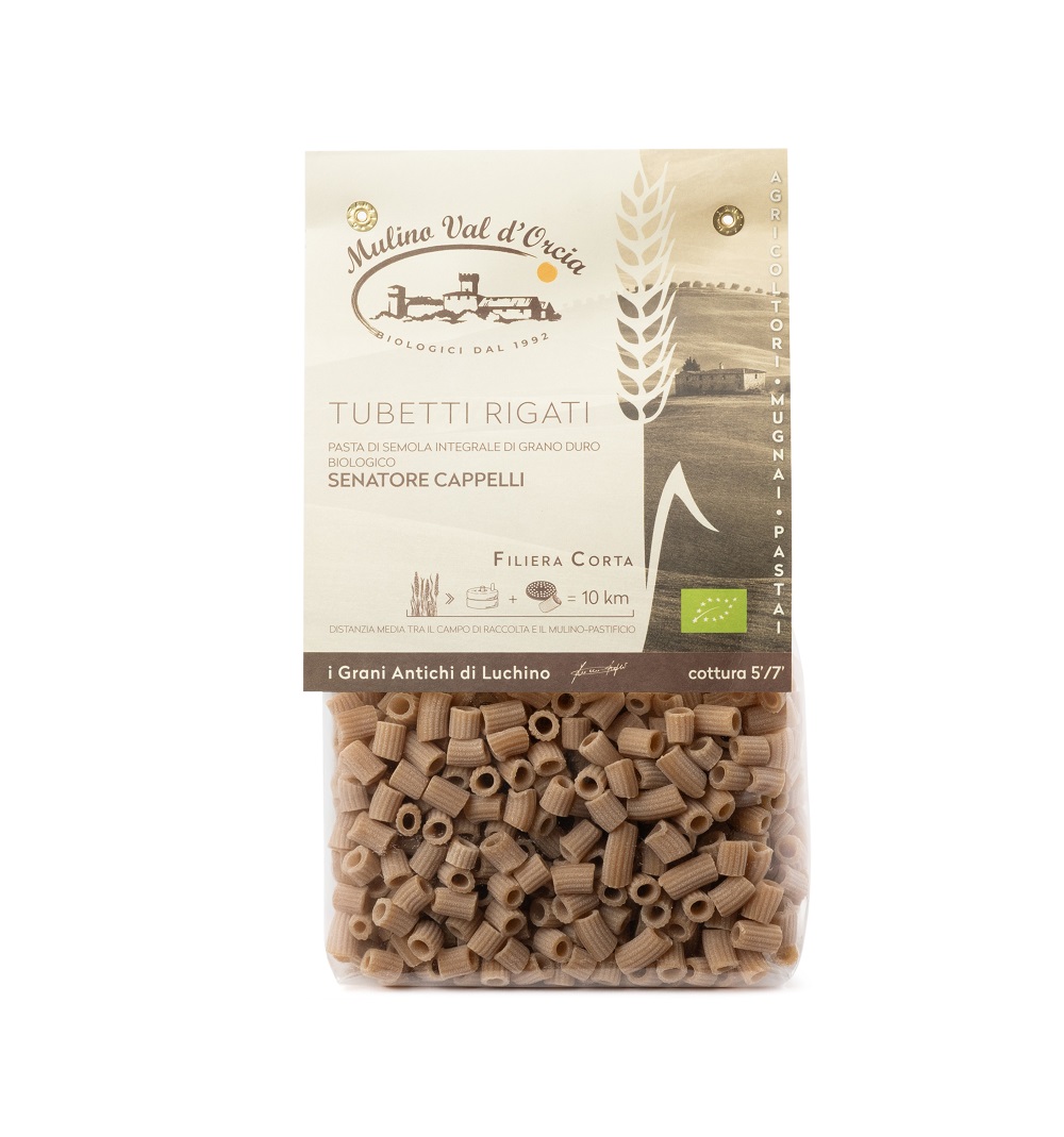 TUBETTI RIGATI grano duro integrale SENATORE CAPPELLI bio Val d'Orcia