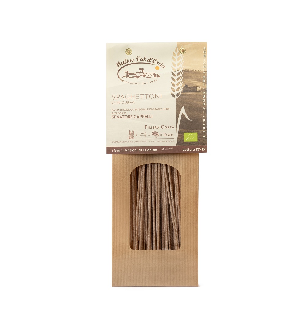 SPAGHETTONI con CURVA grano duro integrale SENATORE CAPPELLI bio Val d'Orcia