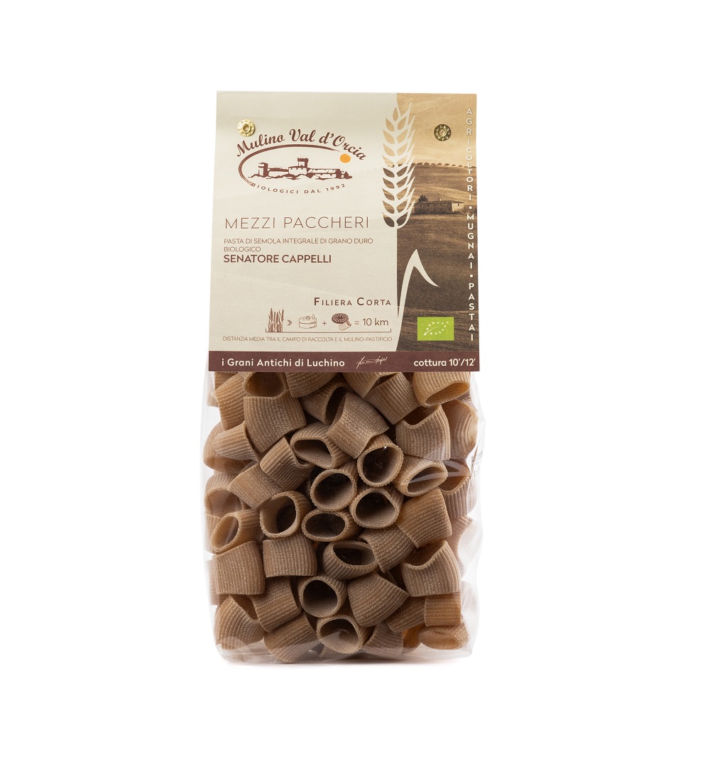 MEZZI PACCHERI grano duro integrale SENATORE CAPPELLI bio Val d'Orcia