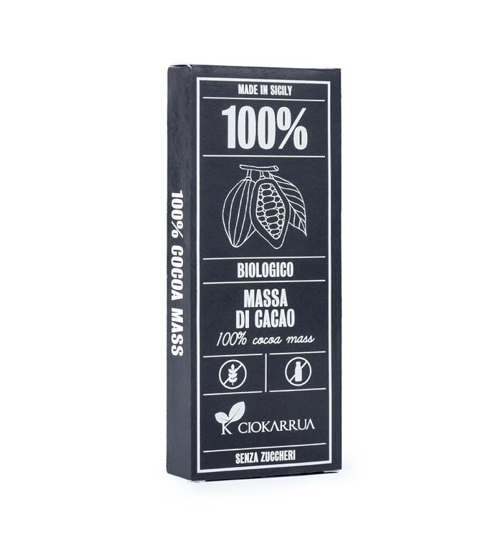 Tavoletta 100% MASSA di CACAO bio Sicilia - senza zucchero -